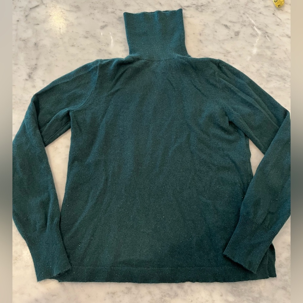 J Crew 100% Cashmere Pine Green Turtleneck SZ SM